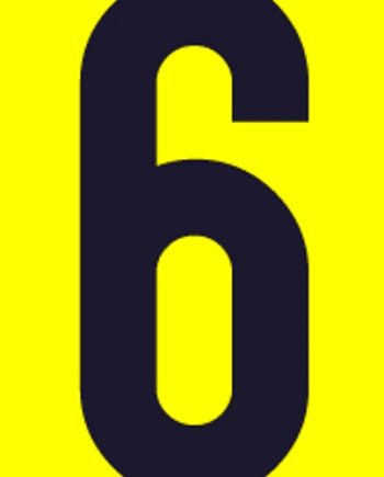 SIGN SELF ADHESIVE NO.6 55X90MM