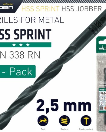 Alpen Hss Sprint Drill Bit 2.5Mm 3/Pack