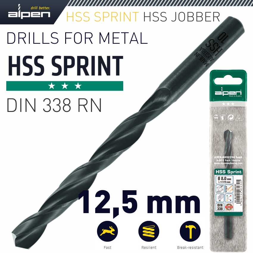 Alpen Hss Sprint Drill Bit 12.5Mm 1/Pack