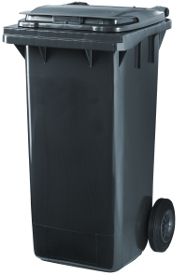 REFUSE BIN 240LTR-ON WHEELS-CHARCOAL ( MIN 5 ASST)