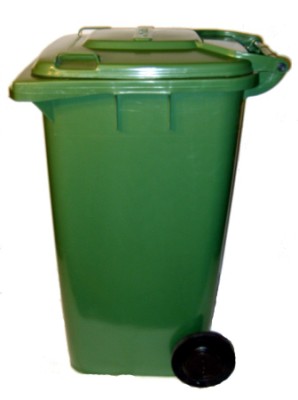 REFUSE BIN 240LTR-ON WHEELS-GREEN (MIN 5 ASST)