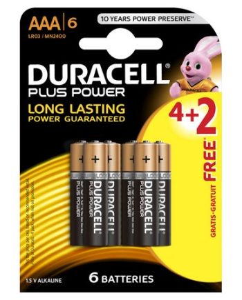 DURACELL BATTERY PLUS PWR AAA4 +2FREE 10CRD - DUR023185
