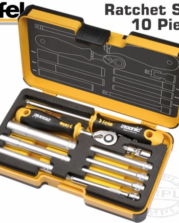 Felo 057 Erg. Ratchet Set 10Pcs Nut Dr. 1/4' Strong Box