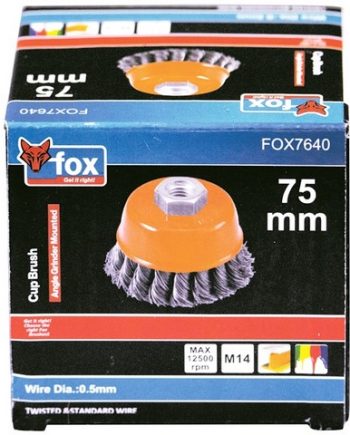 FOX TWIST KNOT WIRE CUP 75MM-M14 STAINLESS STEEL - FOX7640