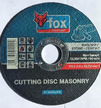 Abrasive Fox Cut Masonry 115X3.0Mm Std