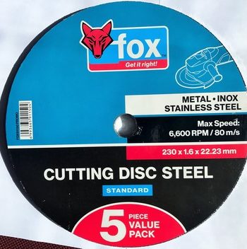 Abrasive Fox Cut Steel 230X1.6Mm Promo 5Pc