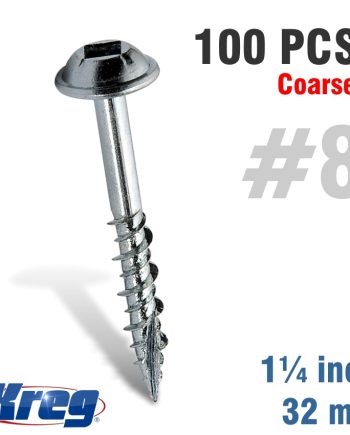 Kreg Pocket Hole Screws 1-1/4' #8 Coarse Washer Head 100Ct