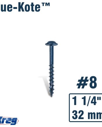 Kreg Blue-Kote Wr Pocket Screws 1 1/4'#8 Coarse Washer Head 100Ct