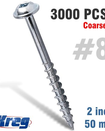 Kreg Pocket Hole Screws 2' #8 Coarse Washer Head 3000Ct