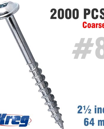 Kreg Pocket Hole Screws 2-1/2' #8 Coarse Washer Head 2000Ct