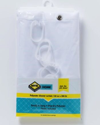 Mts Home Std Drip Dry Shwer Curtan White