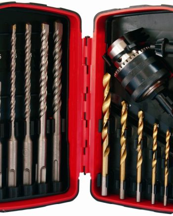 Drill Bit Sds & Hss Tin & 13Mm Chuck & Key Set 15Pc In Plastic Case