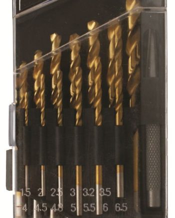 Drill Bit Set 14Pce Hss Ground Tin Coated & Centre Punch Plast Box