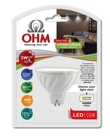 OHM LED MR16 5W COB GLOBE WARM WHITE