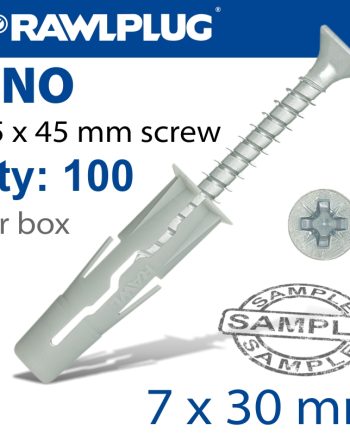 Uno Universal Plugs 7Mm X 30Mm With Screw 45Mm Box Of 100