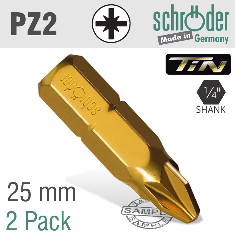 Schroder Pozi.No.2X25Mm Tin Bit 2/Cd