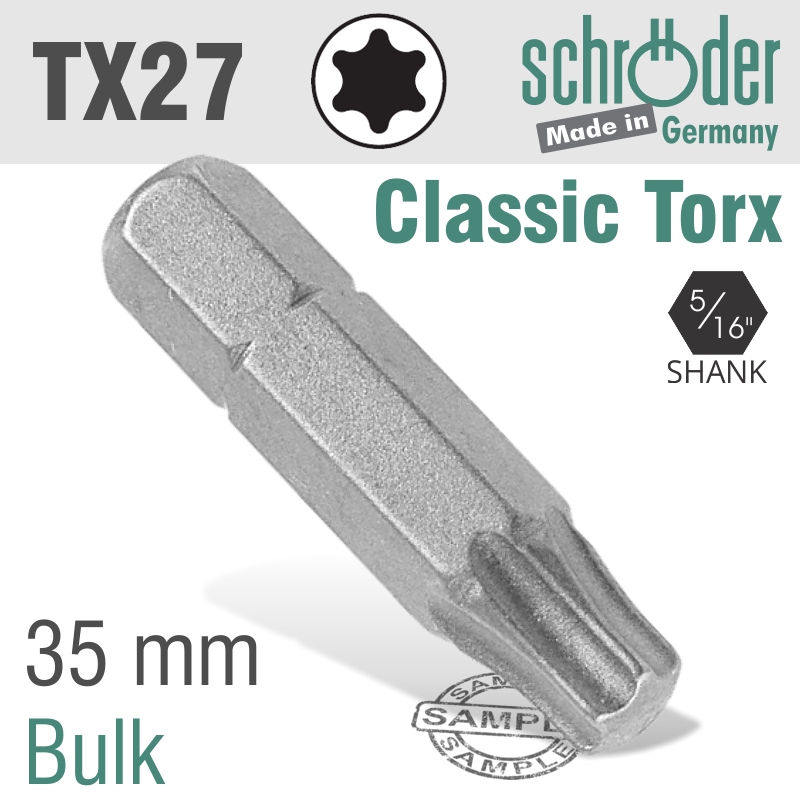 Schroder Torx Tx27 5/16'Hex X 35Mm