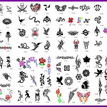Book 03 Tattoo Stencils 100 Designs Per Book 4 Designs On Ea  A4 Sheet