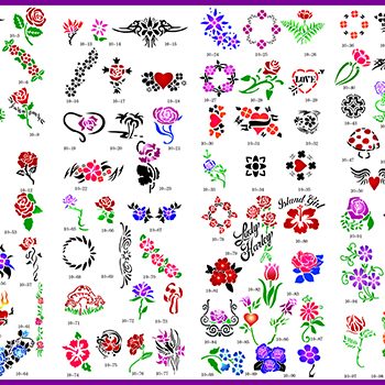Book 10 Tattoo Stencils 100 Designs Per Book 4 Designs On Ea A4 Sheet