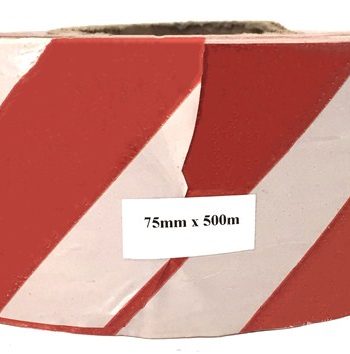 TAPE BARRIER PVC RED/WHITE 75MM*500MT (5 ROLLS)