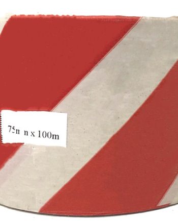 TAPE BARRIER PVC RED/WHITE 75MMX100MT