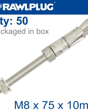 Projecting Bolt M8X75X10Mm X50 -Box