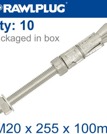 Projecting Bolt M20X255X100Mm X10 -Box