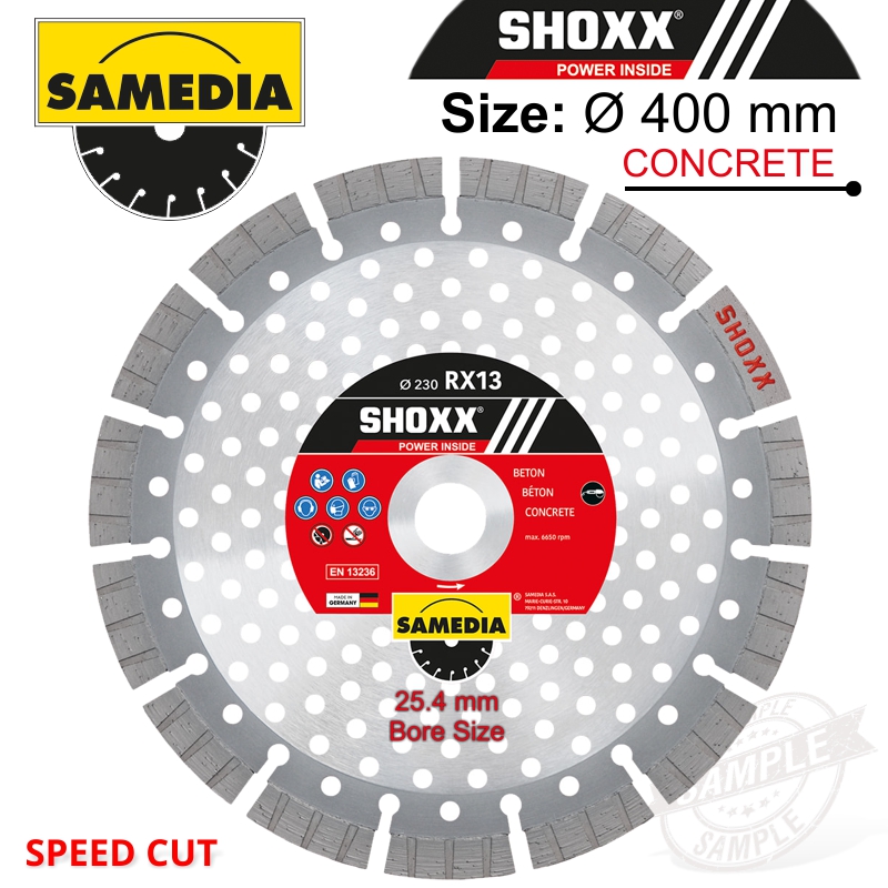 Diamond Blade 400Mm X 25.4 Segmented Ind Reinf. Concrete Speed Cut Sho