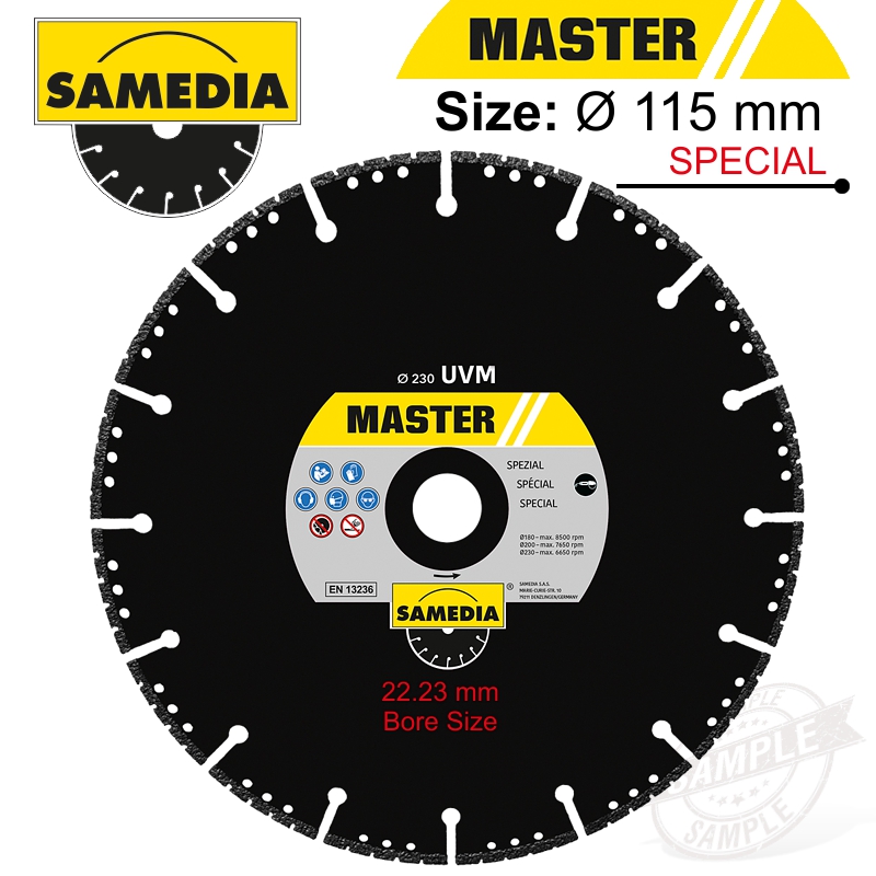Diamond Blade Segmented 115Mm X 22.23 Ind Special Vac Brazed Master Uv