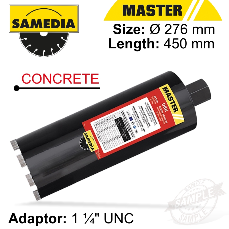 Diamond Core Bit 276Mm X 450Mm X 1 1/4' Concrete Master Dbk