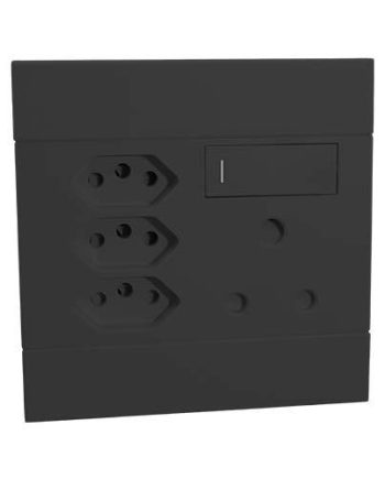Veti 2 Single Switched Rsa Socket With 3 X V-Slim Sockets - Charcoal