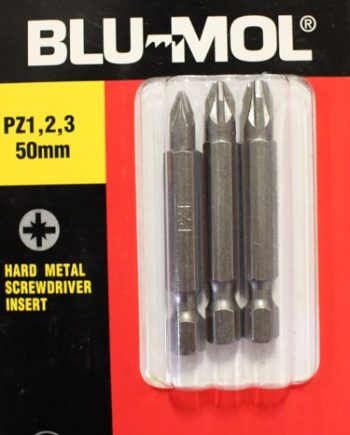 Blu-Mol Screw Driver Bit S2 Pz1 2 3X50Mm 3Pc