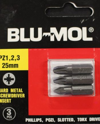 Blu-Mol Screw Driver Bit S2 Pz1 2 3X25Mm 3Pc