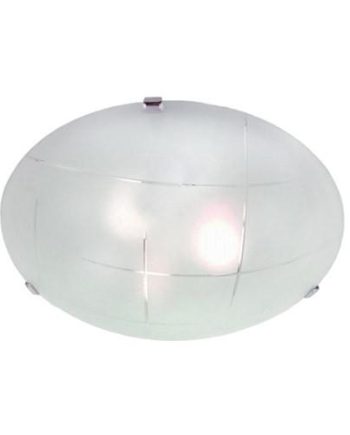 Metal Base With Patterned Frosted Glass And Chrome Clips Ceiling Light 400Mm