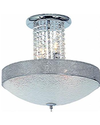 Polished Chrome With Stippled Glass And Clear Acrylic Crystals