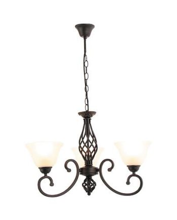 Metal Chandelier With Alabaster Glass