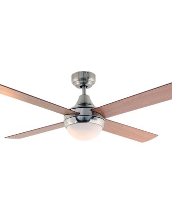 48" 4 Blade Twister Ceiling Fan With Light - Natural Wood / Satin Chrome