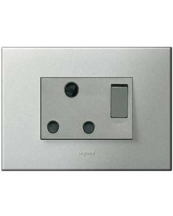 Legrand Arteor Single Switched Horizontal Socket - Soft Aluminium