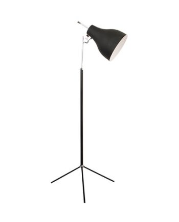 Tri Black & Chrome Floor Standing Lamp