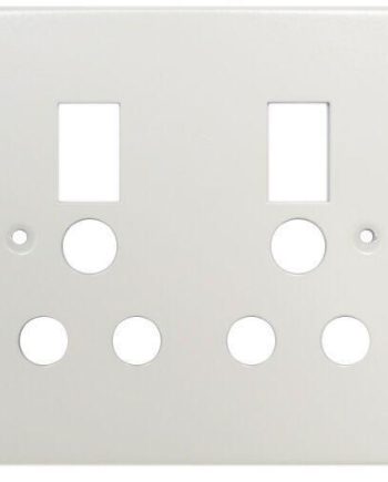Titan 4x4 Double Switch Socket Steel Cover Plate (White)
