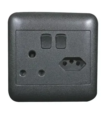 4X4 Single+2P Black Switch Socket