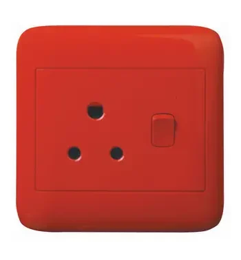 4X4 Red Dedicated Single Switched Socket