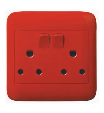 4X4 Red Dedicated Double Switched Socket