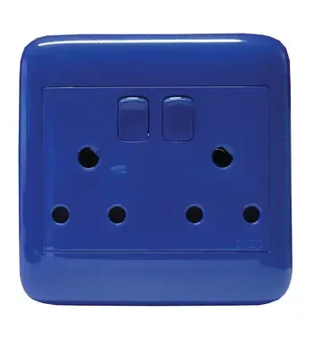 4X4 Blue Dedicated Double Switch Socket