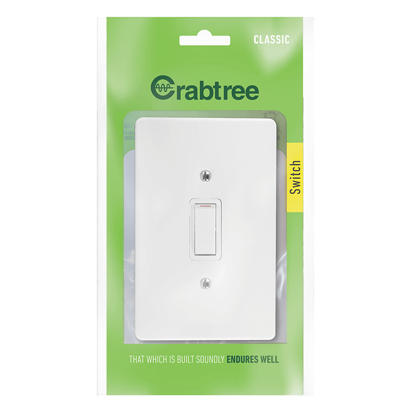Crabtree Classic 1 Lever 2 Way Switch with Coverplate, Bagged