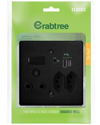 Crabtree Classic USB A+C 16A Combo Socket Monoblock with Coverplate