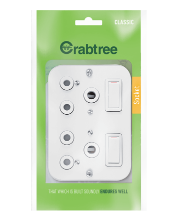 Crabtree Classic Industrial Double Switched Socket on Surface Box