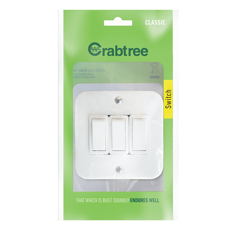 Crabtree Classic Industrial 3 Lever 1 Way Switch on Surface Box