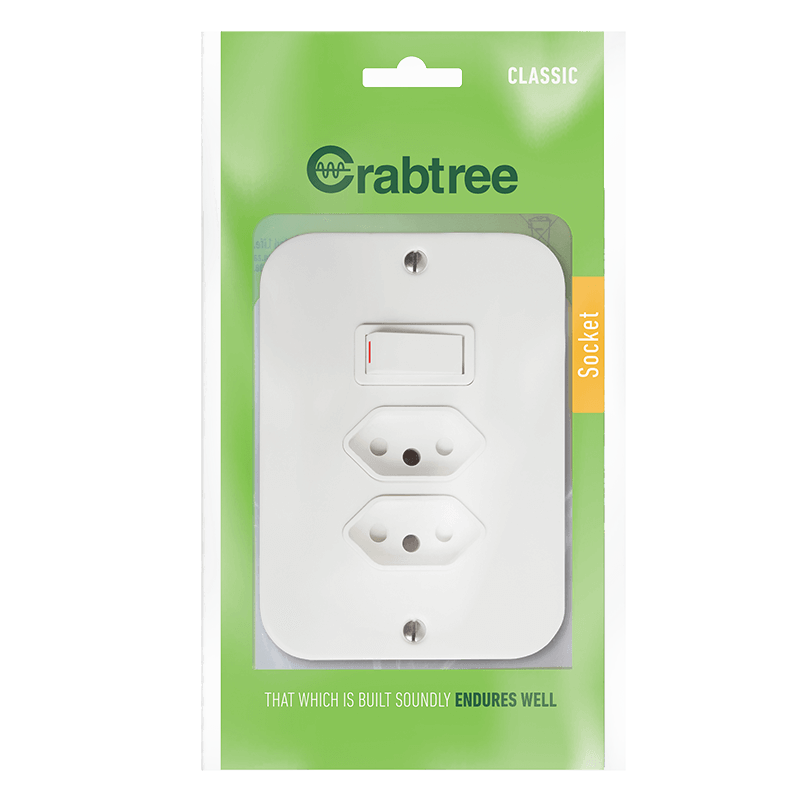Crabtree Classic Industrial Switched Double 164-2 Socket with Coverplate