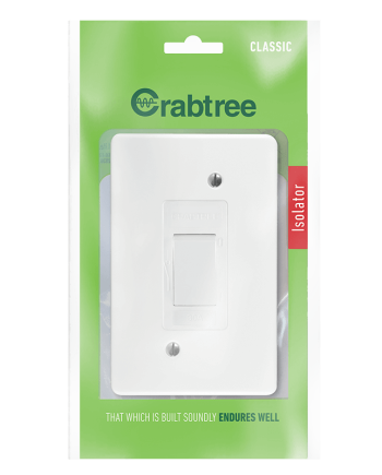 Crabtree Classic Double Pole 30A Isolator Vertical with Coverplate 50x100, White